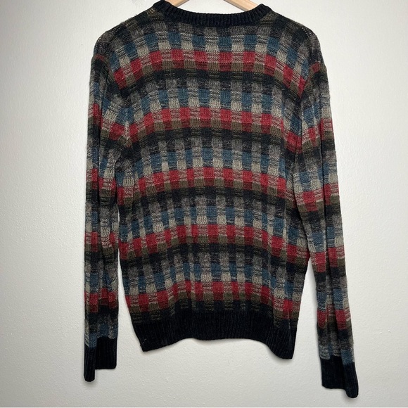 VTG Dockers Men Grandpa Sweater Medium Grunge Chenile Plaid Knit Crewneck - Picture 3 of 9